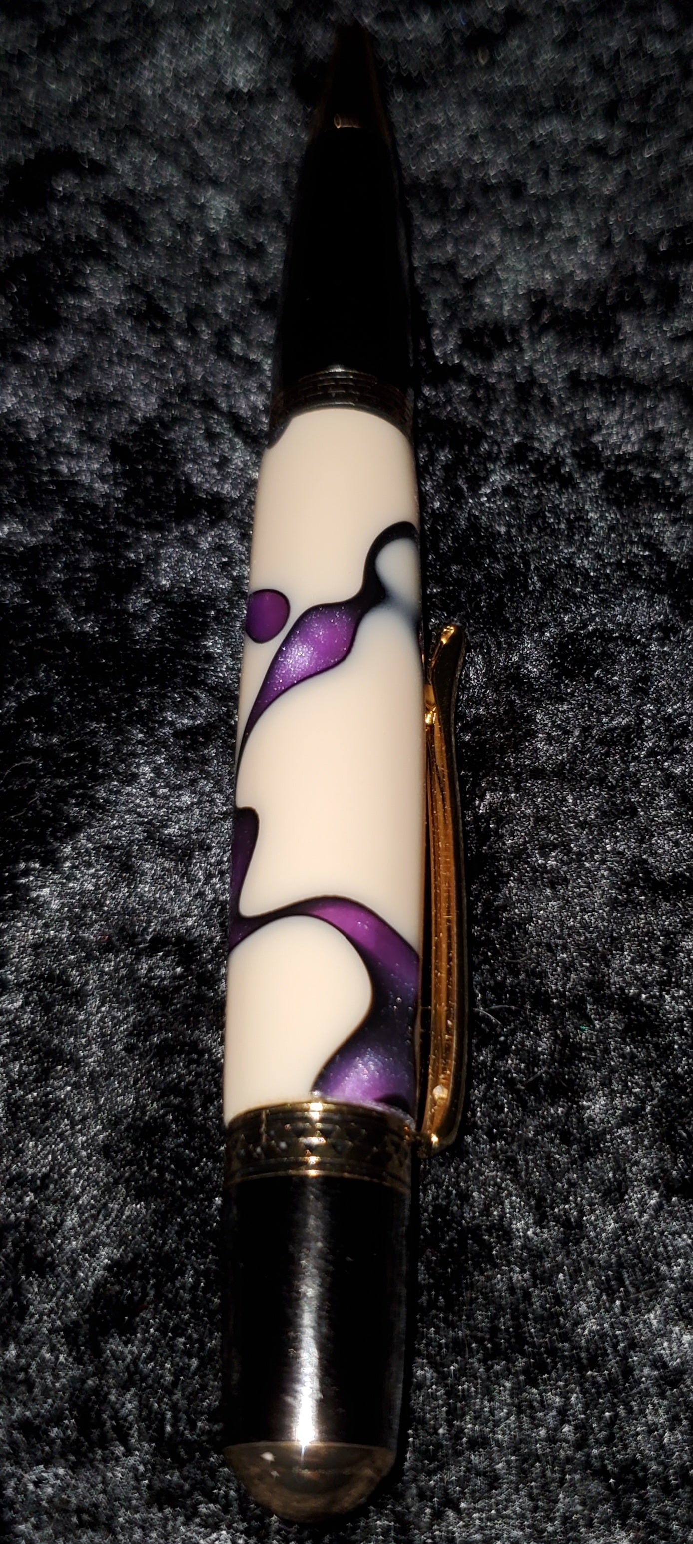 Pacifica Pen in Ivory with Purple Shimmer Ribbon