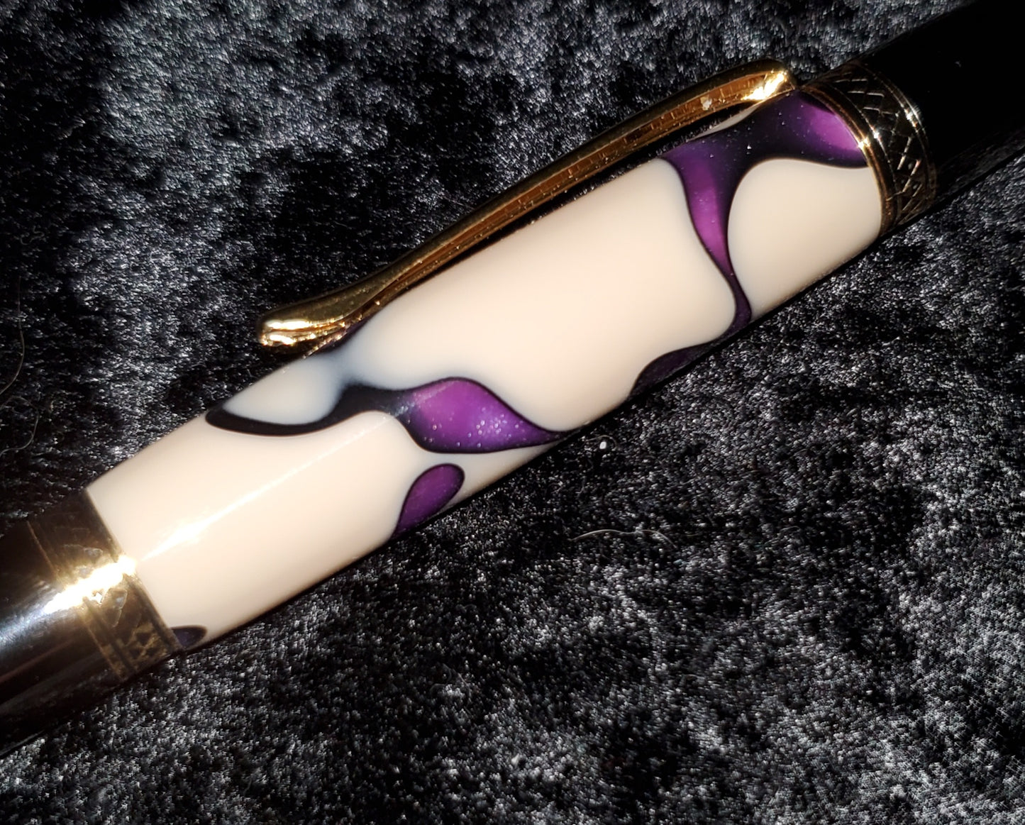 Pacifica Pen in Ivory with Purple Shimmer Ribbon